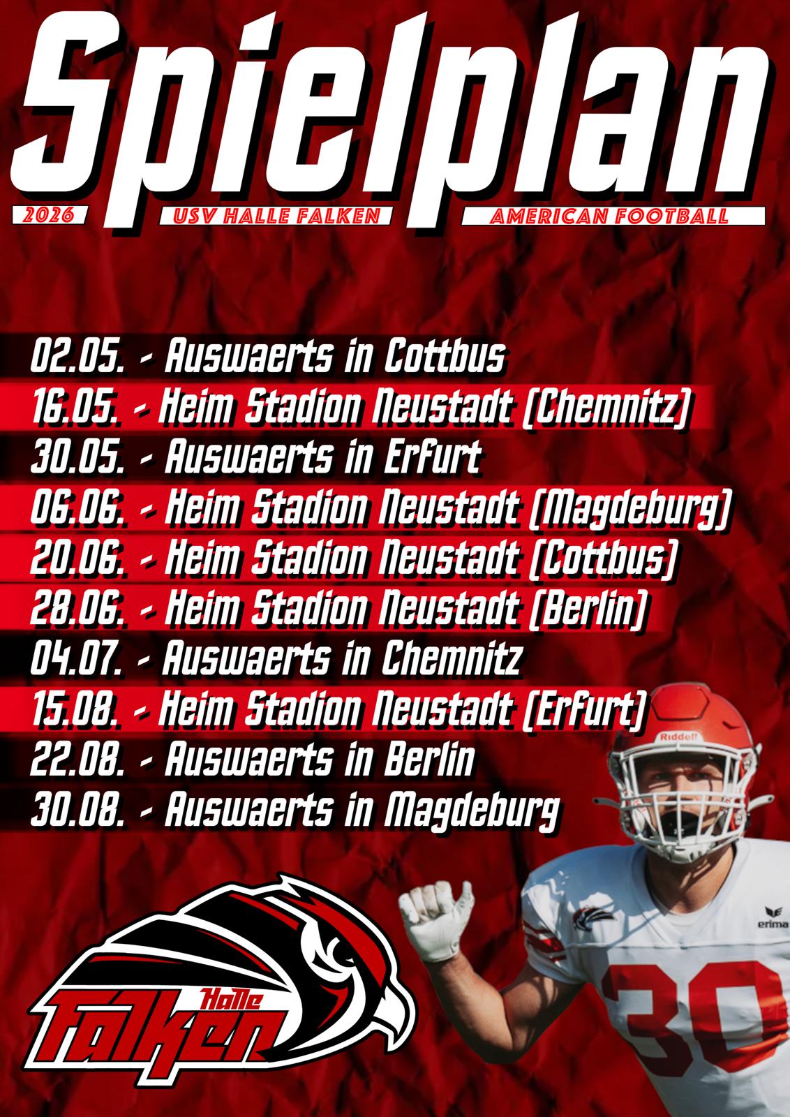Halle Falken Spielplan 2026